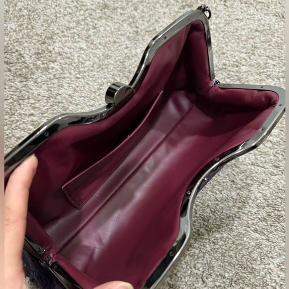 Purple Handmade Real Shearling leather Push Lock Shoulder Bag/Crossbody - Picture 15 of 16